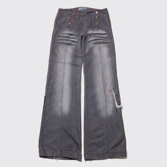 vintage fade denim wide trousers