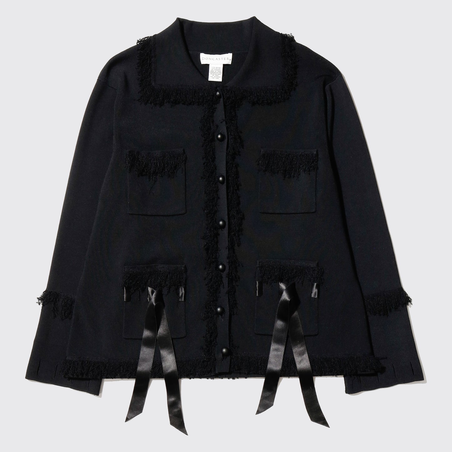 vintage fringe piping knit jacket