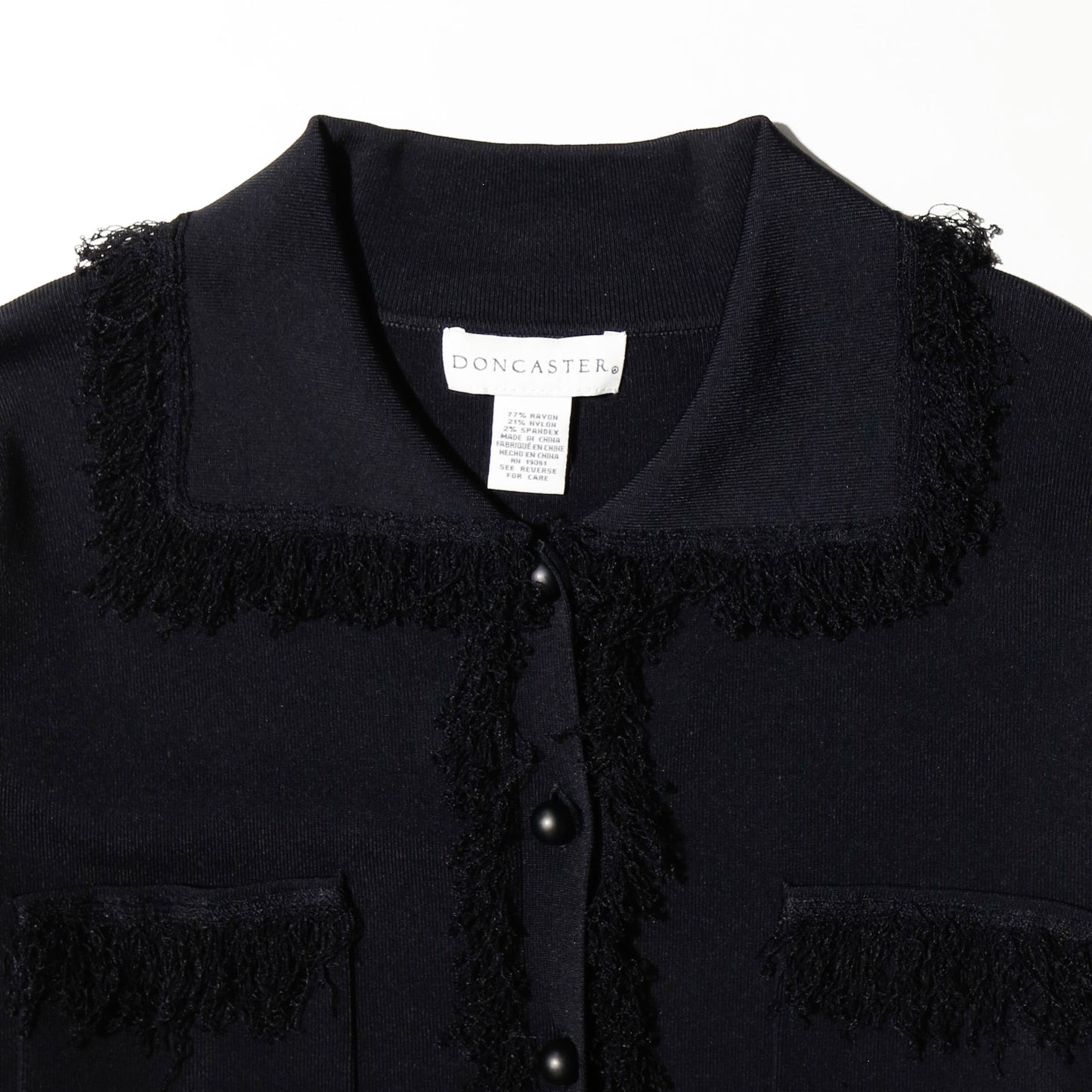 vintage fringe piping knit jacket