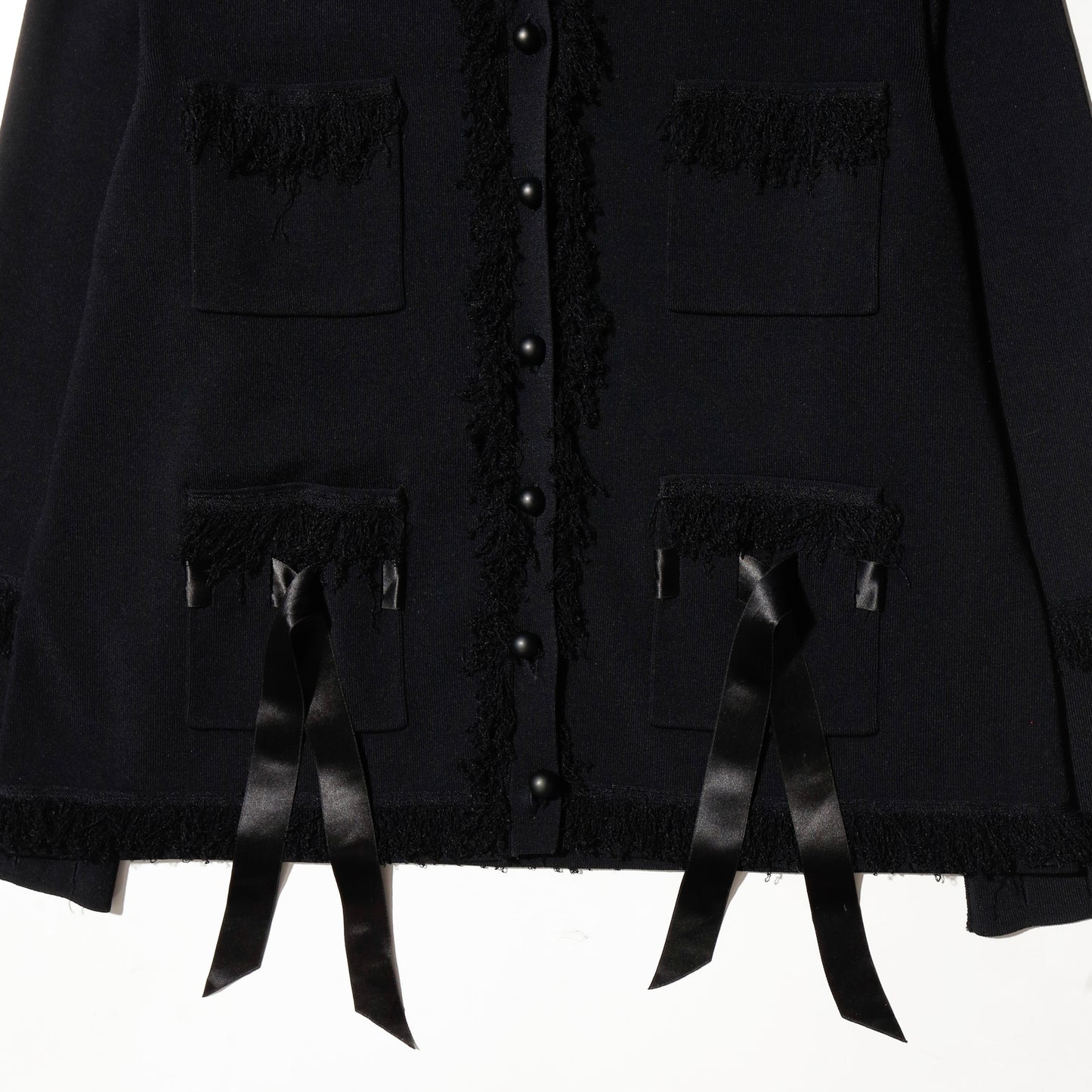 vintage fringe piping knit jacket