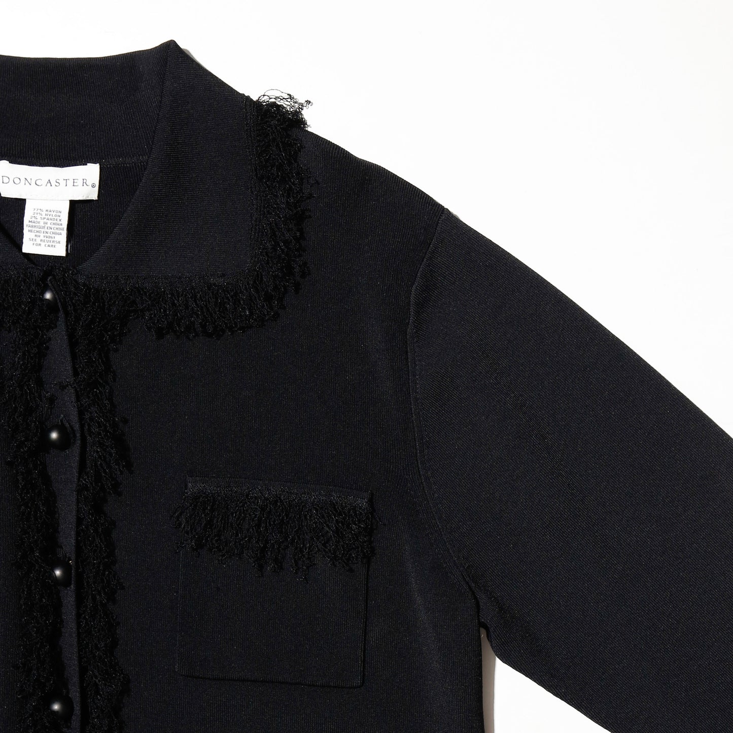vintage fringe piping knit jacket