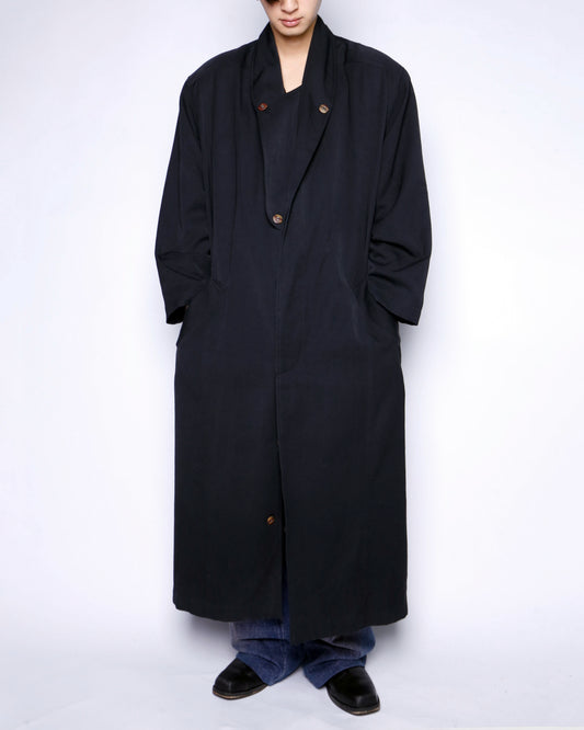 vintage layer collar gabardine super long coat