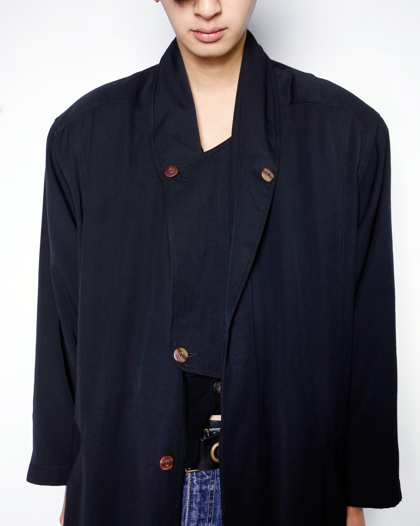 vintage layer collar gabardine super long coat