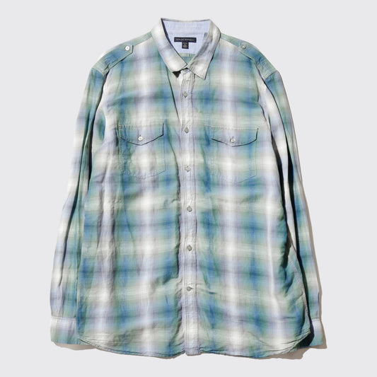 vintage banana republic epaulette ombre check shirt