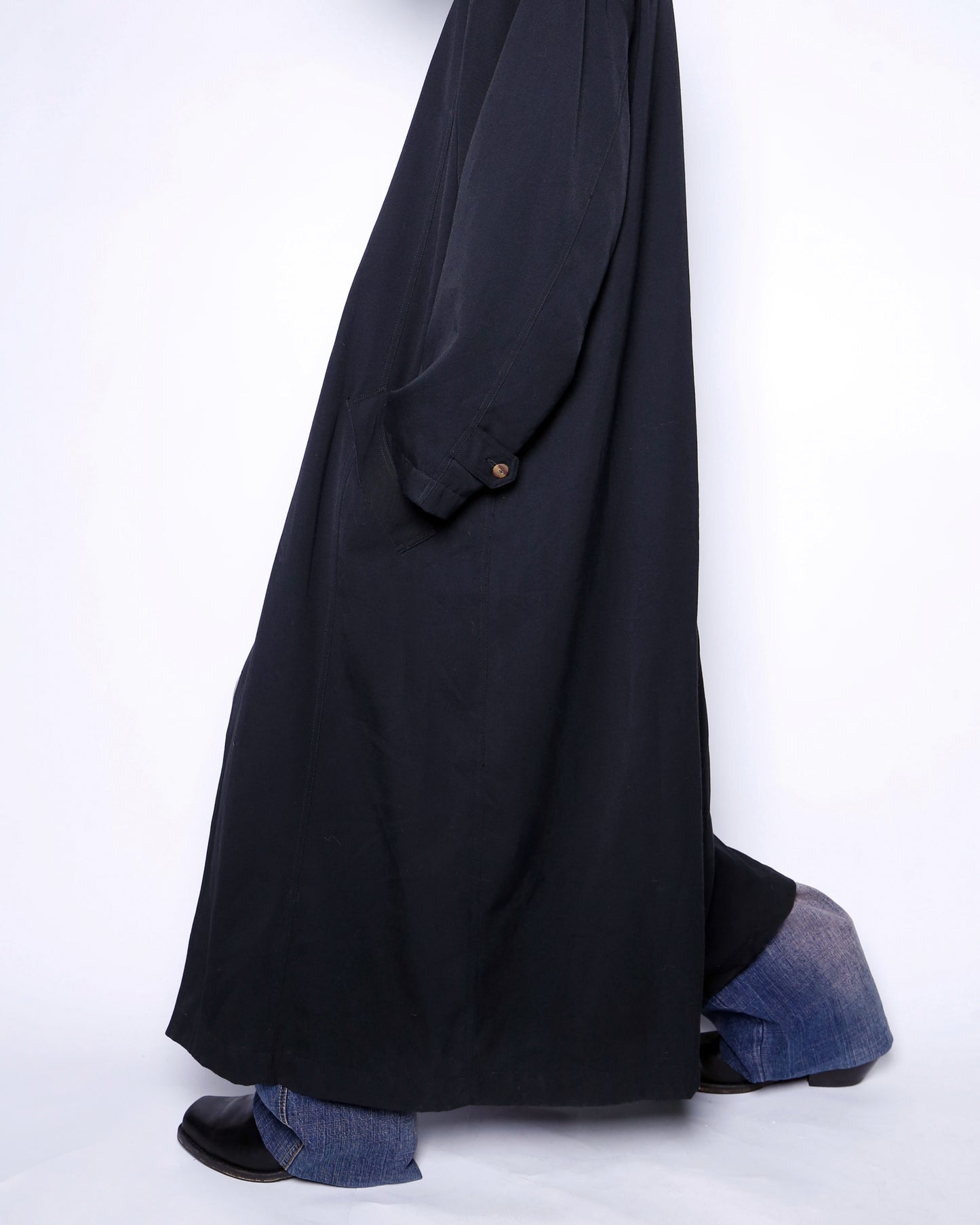 vintage layer collar gabardine super long coat