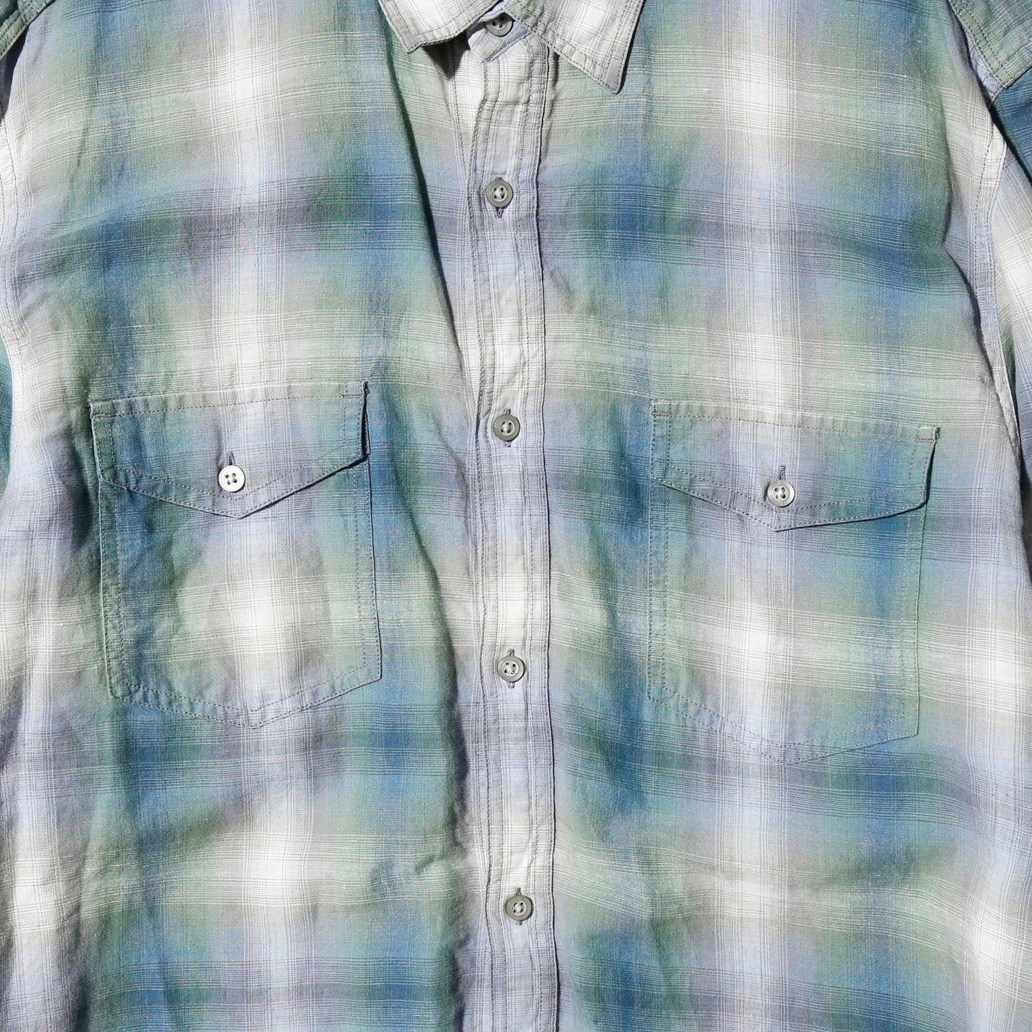vintage banana republic epaulette ombre check shirt