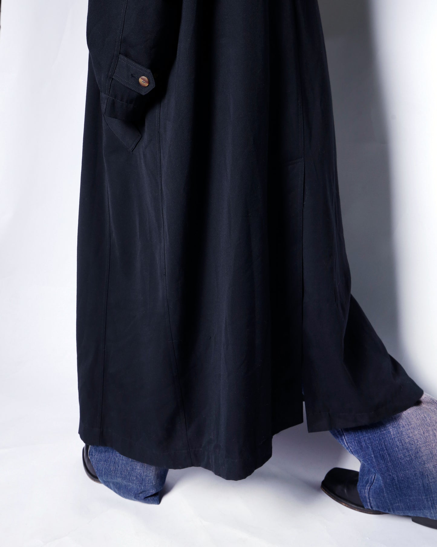 vintage layer collar gabardine super long coat