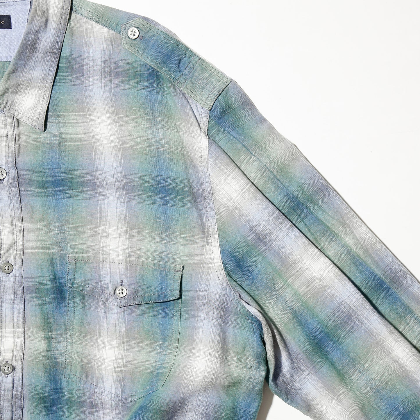 vintage banana republic epaulette ombre check shirt