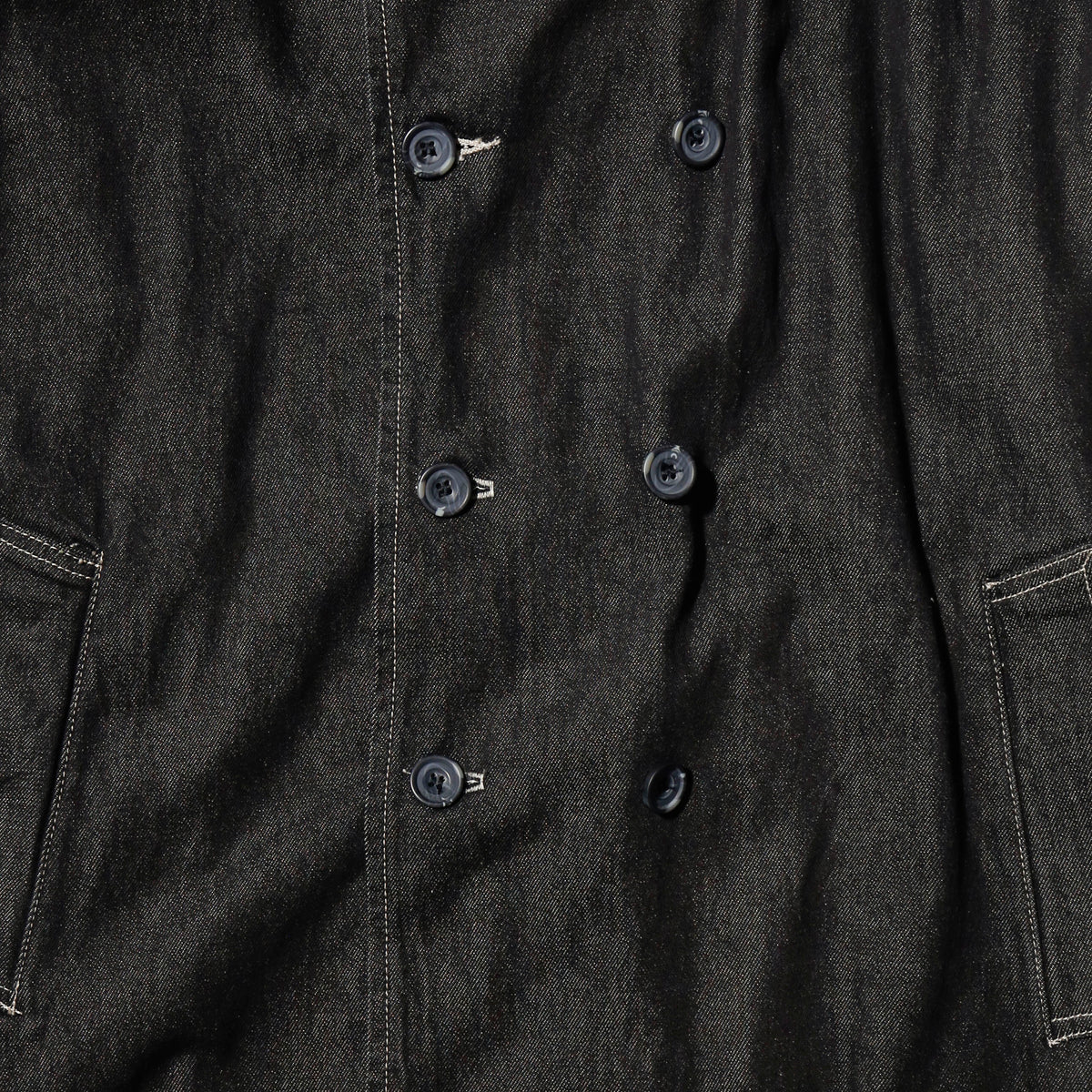vintage stitched denim trench coat