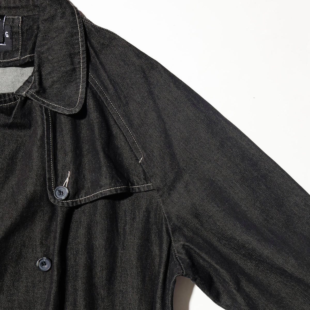 vintage stitched denim trench coat