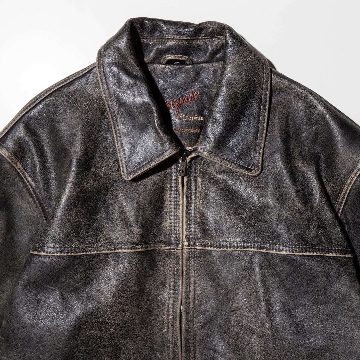 vintage faded leather jacket