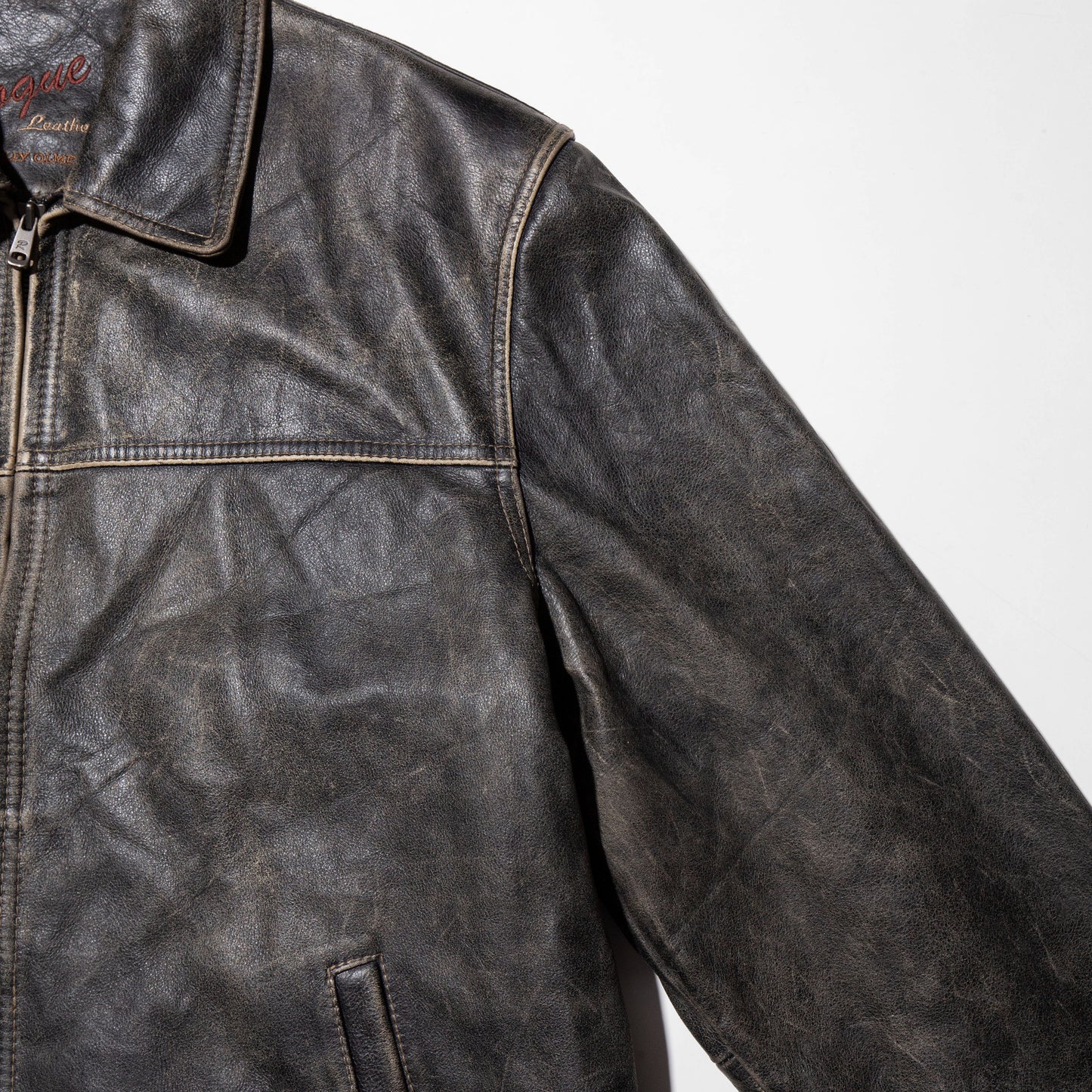 vintage faded leather jacket