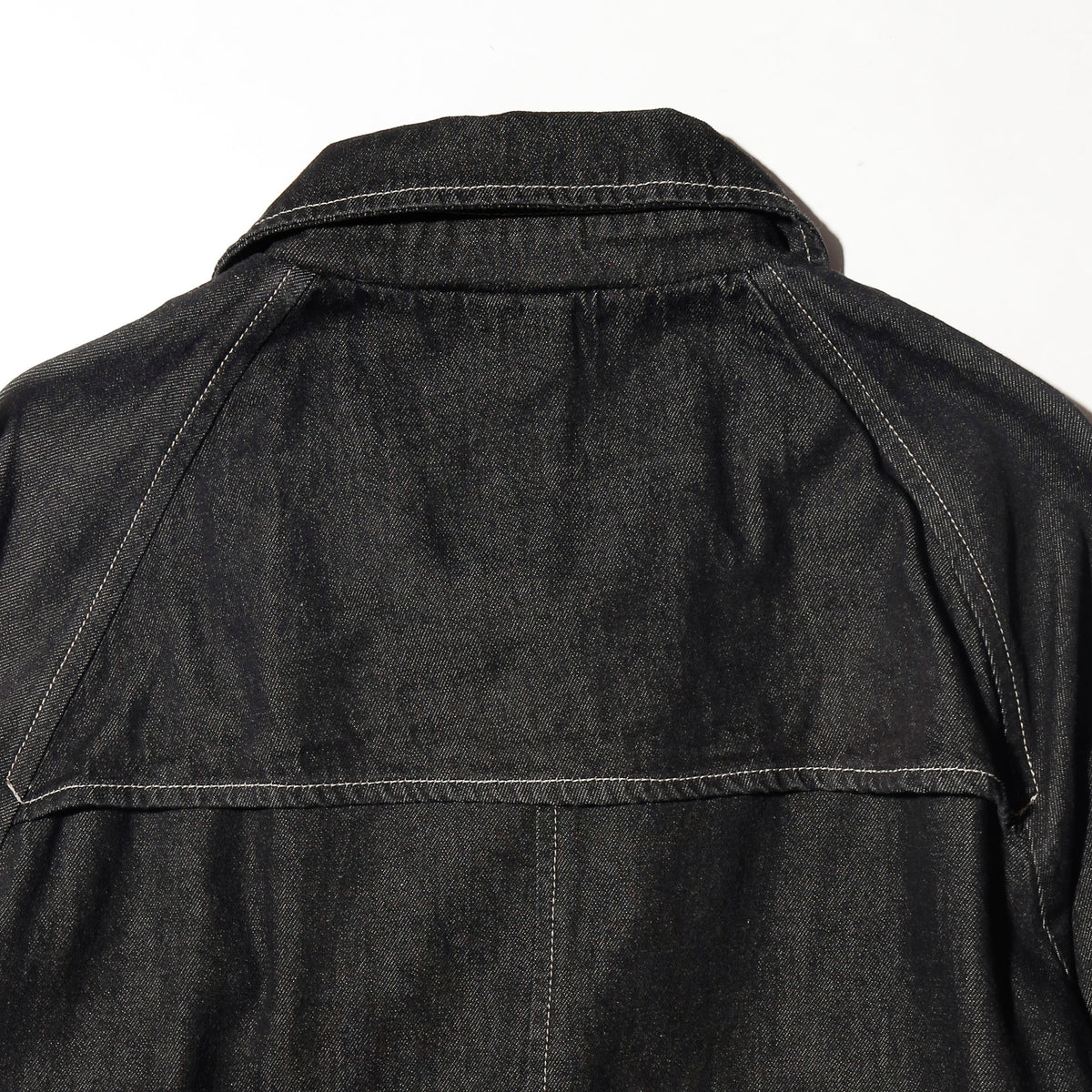 vintage stitched denim trench coat