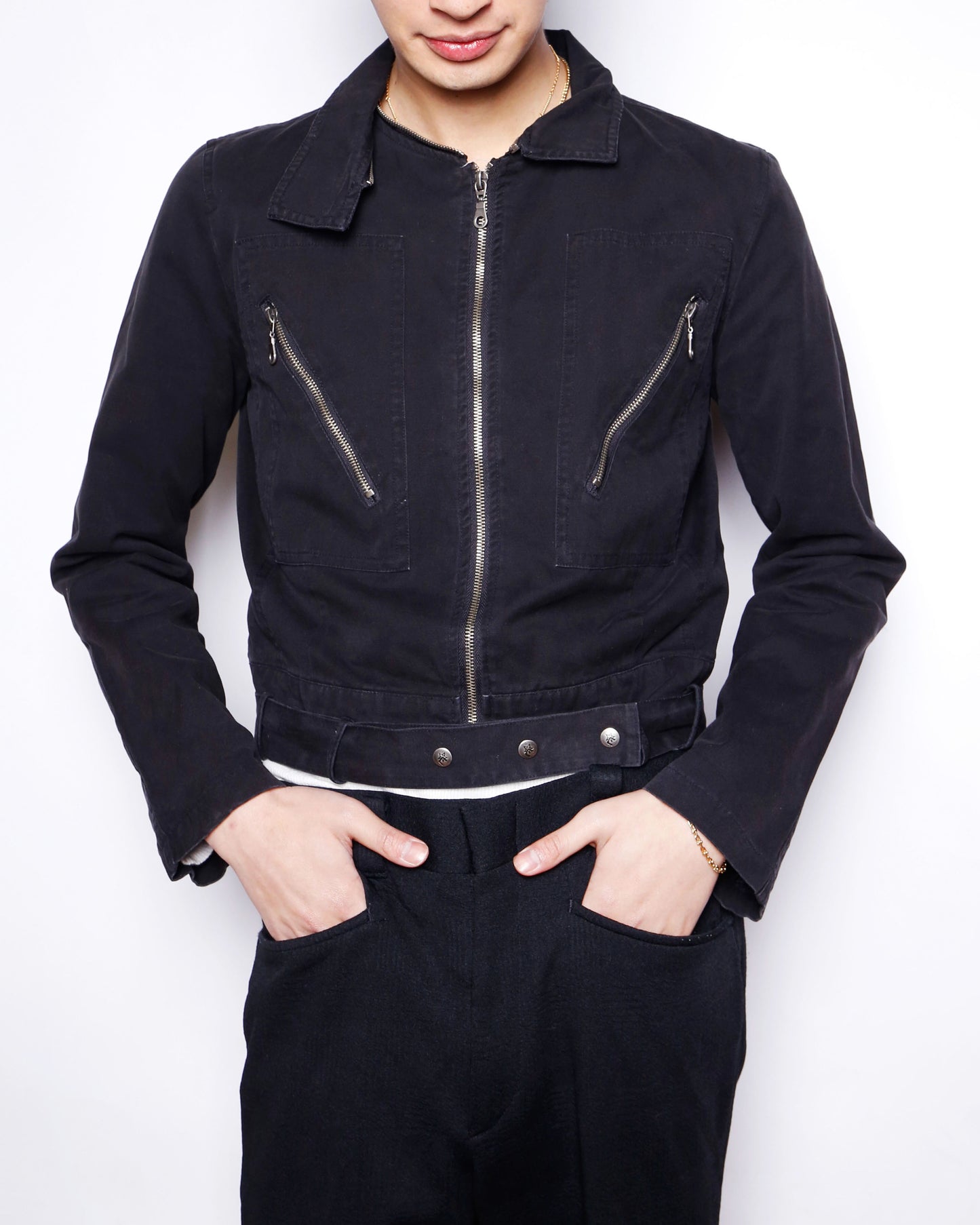 vintage cropped riding jacket, detachable collar