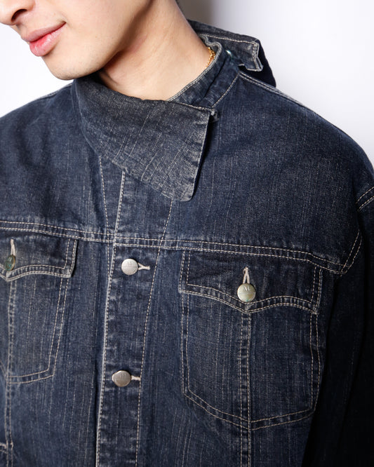 vintage detachable collar trucker jacket