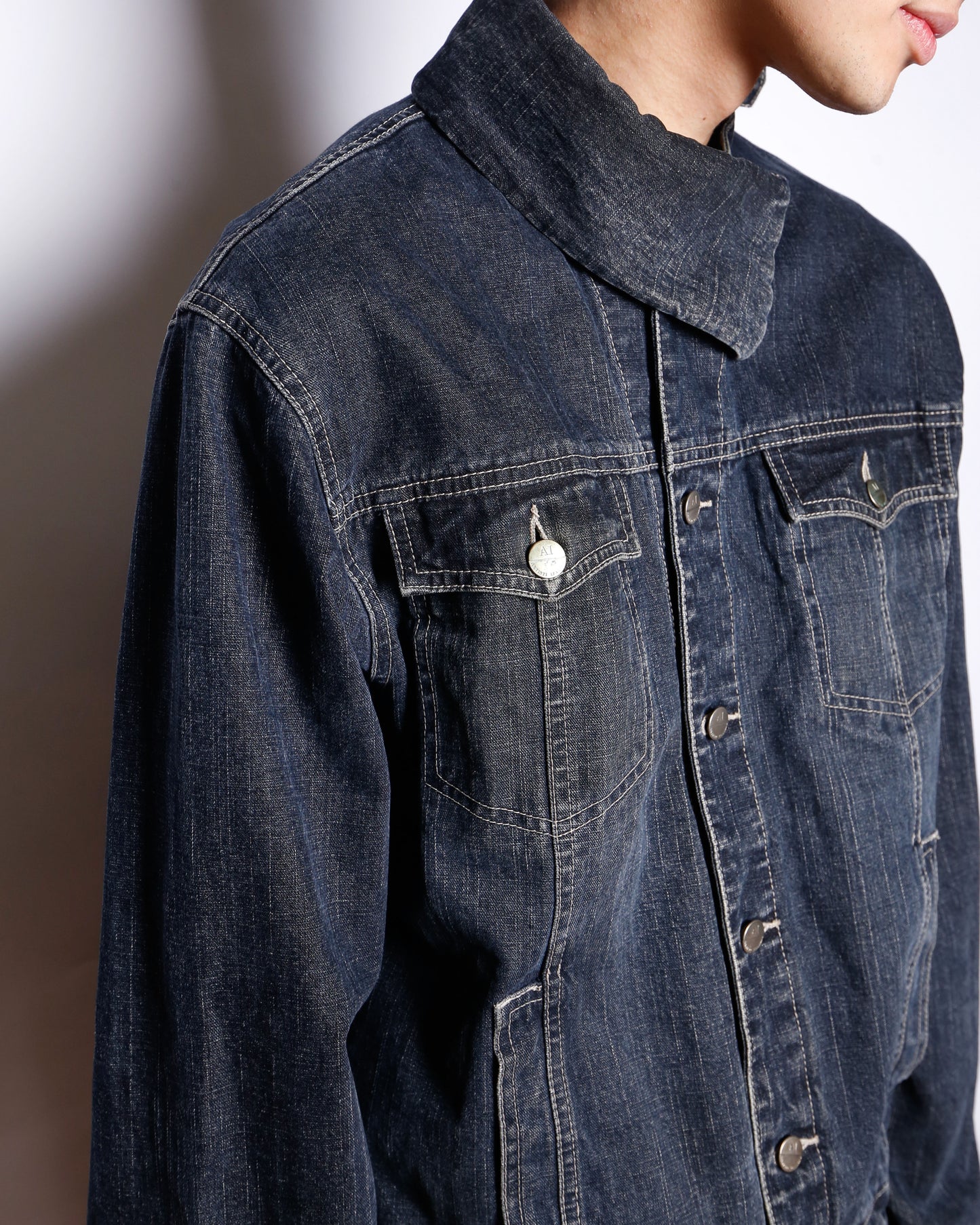 vintage detachable collar trucker jacket