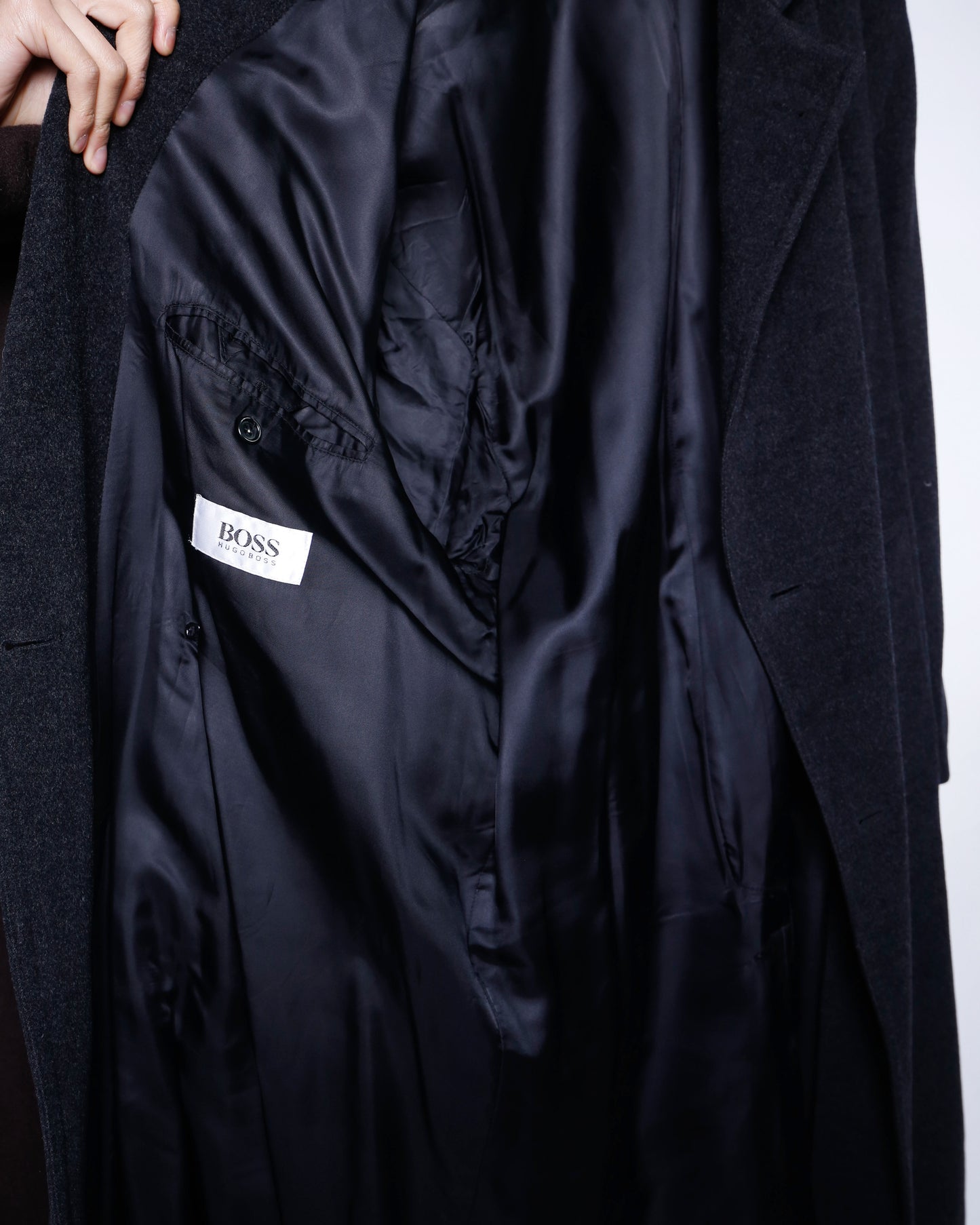 vintage hugo boss double breasted wool chesterfield coat