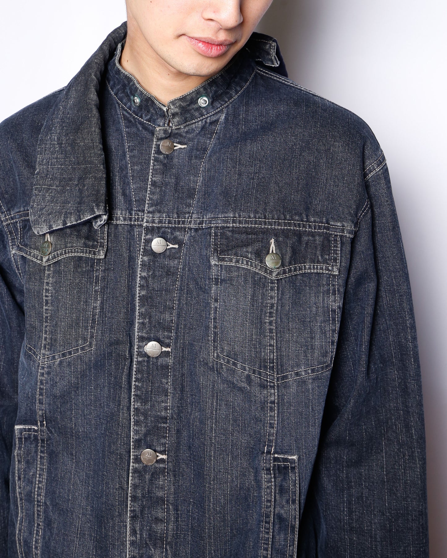 vintage detachable collar trucker jacket