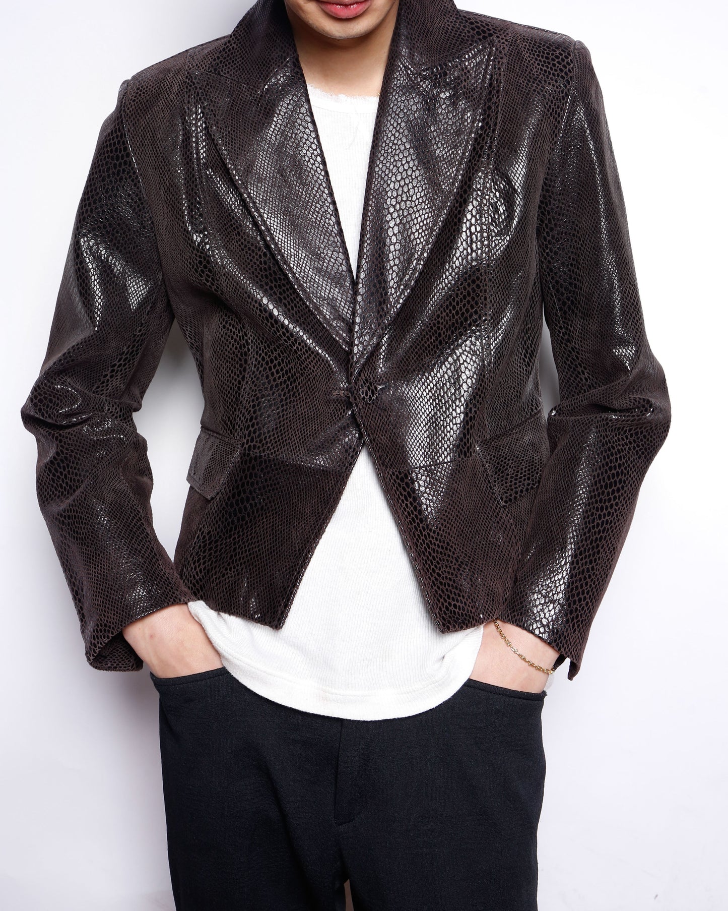 vintage python leather spencer jacket
