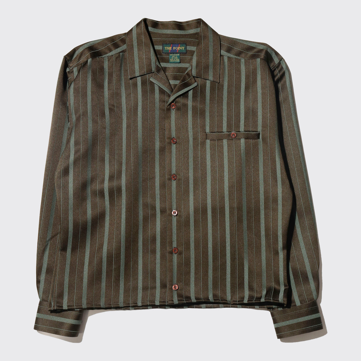 vintage stripe open collar wide shirt