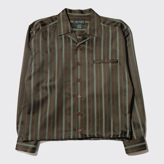 vintage stripe open collar wide shirt