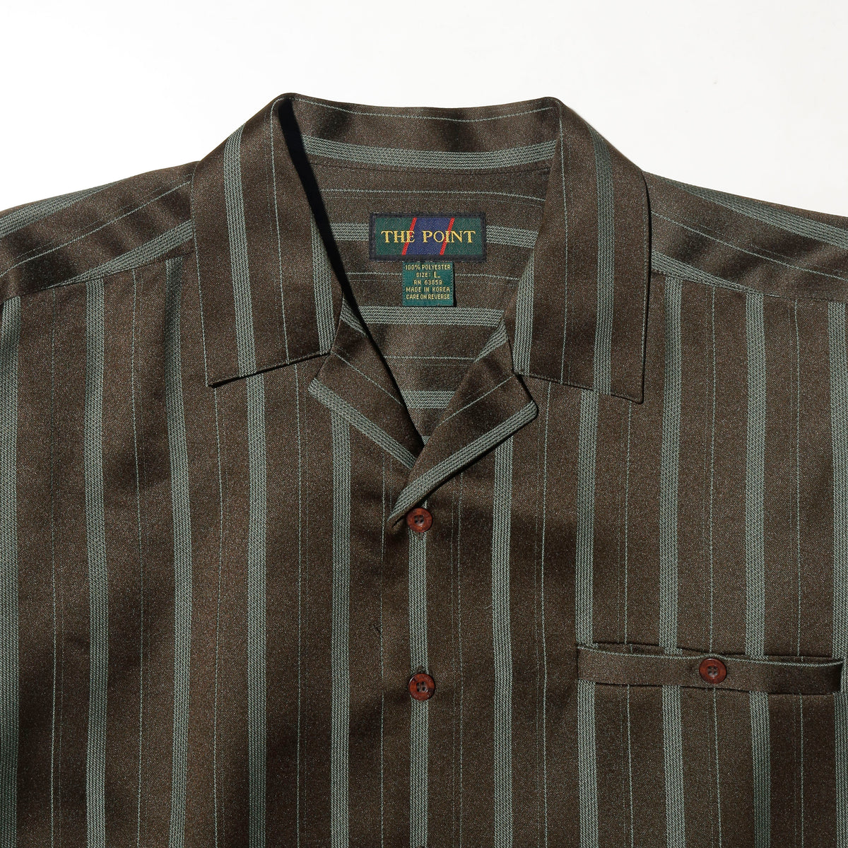 vintage stripe open collar wide shirt