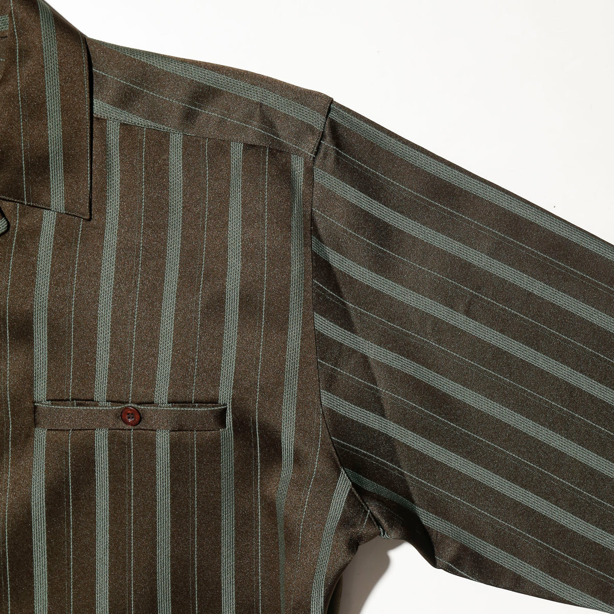 vintage stripe open collar wide shirt