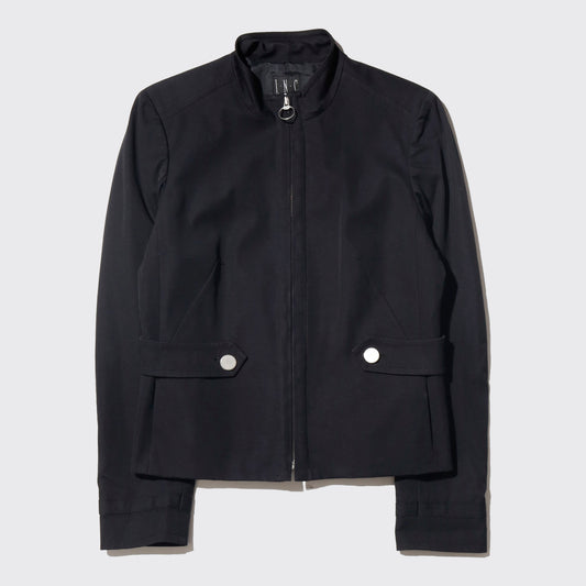 vintage belted stand collar jacket