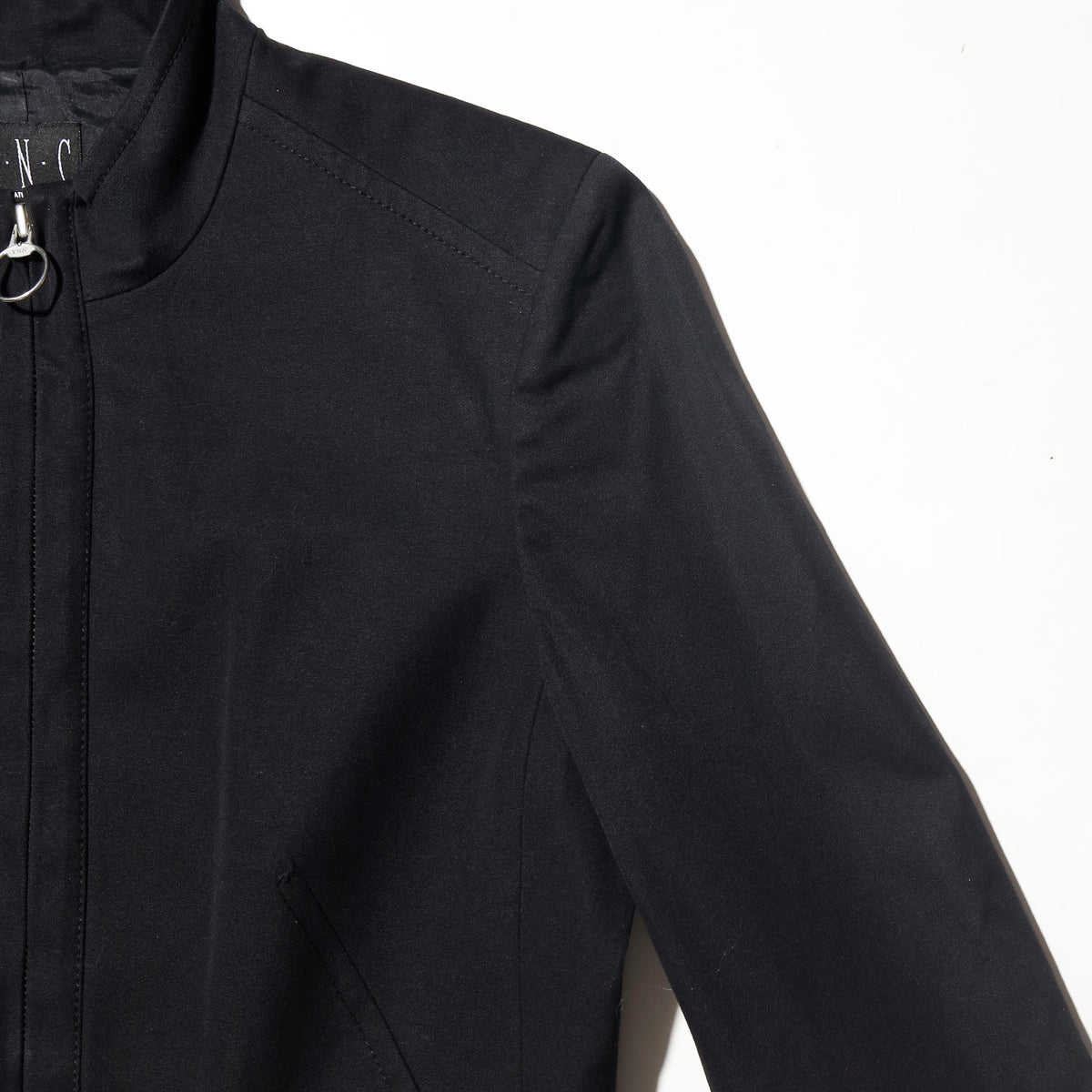 vintage belted stand collar jacket