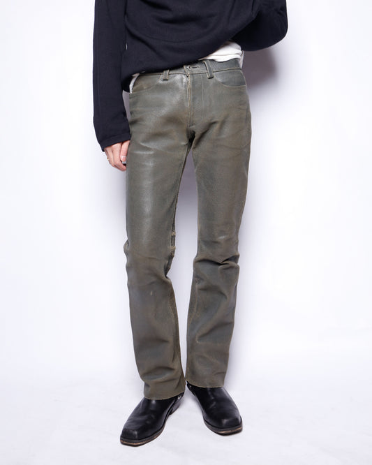 vintage distressed leather 5p trousers