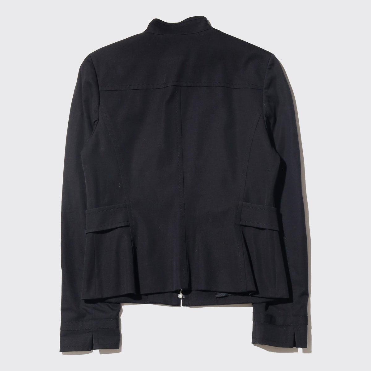 vintage belted stand collar jacket