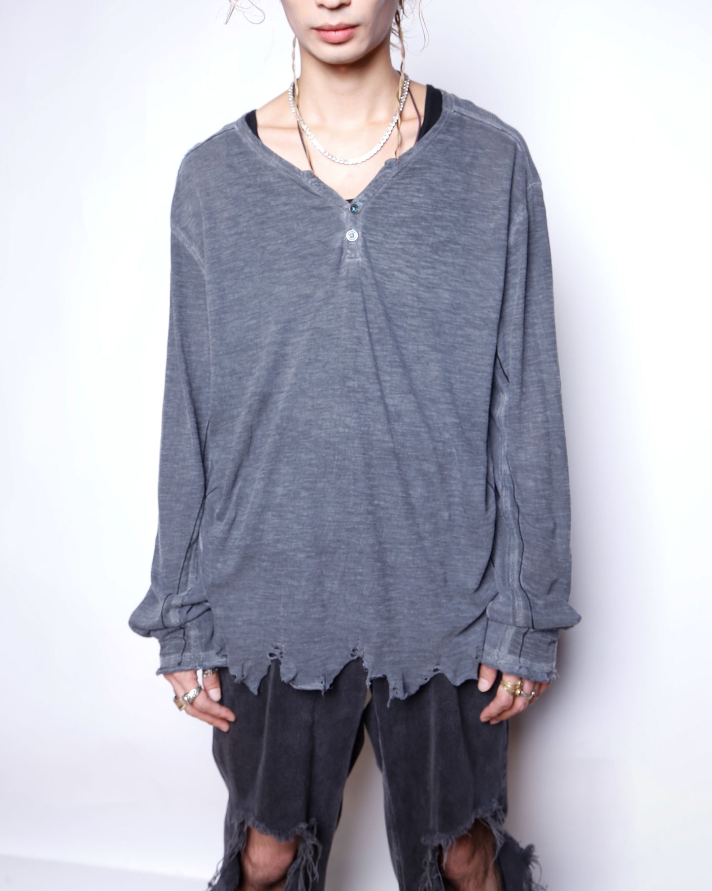 vintage broken henry neck cut sew