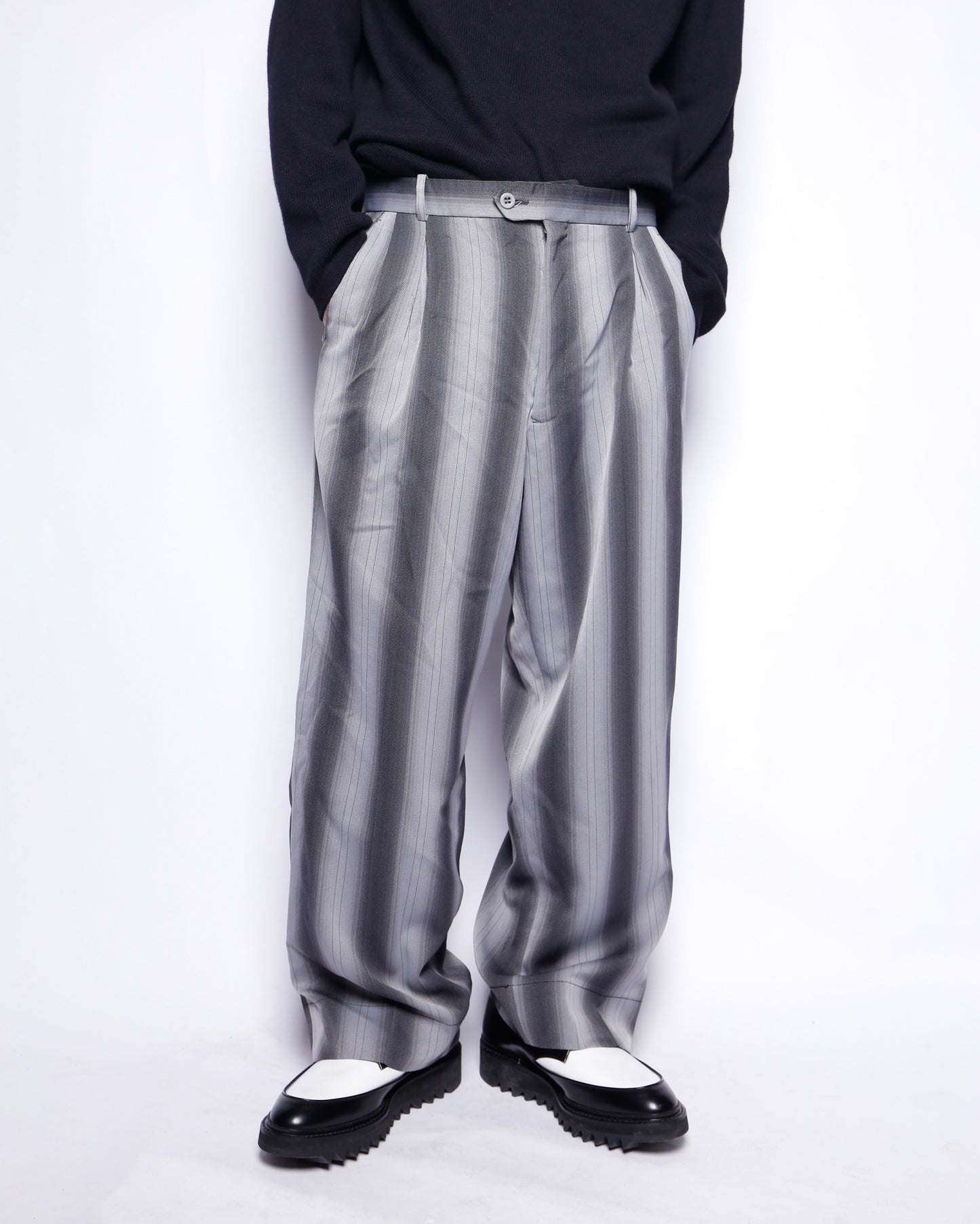 vintage shadow stripe wide slacks