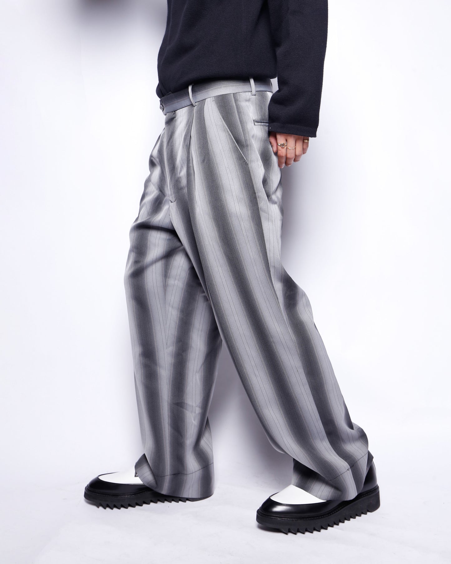 vintage shadow stripe wide slacks