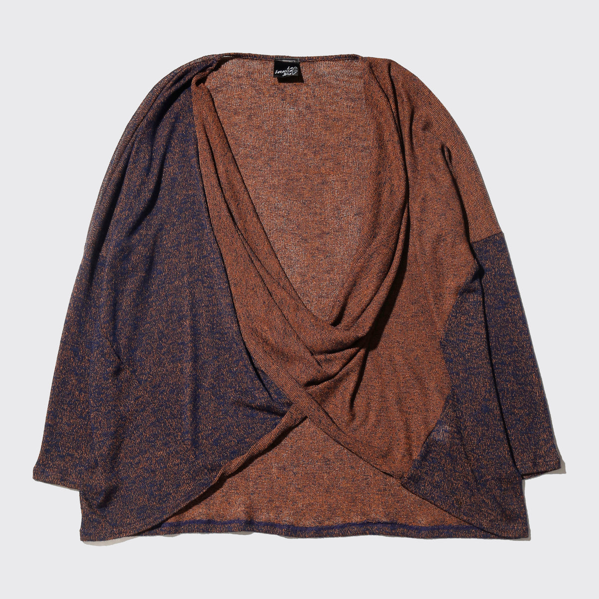 vintage contrast twist drape knit pullover