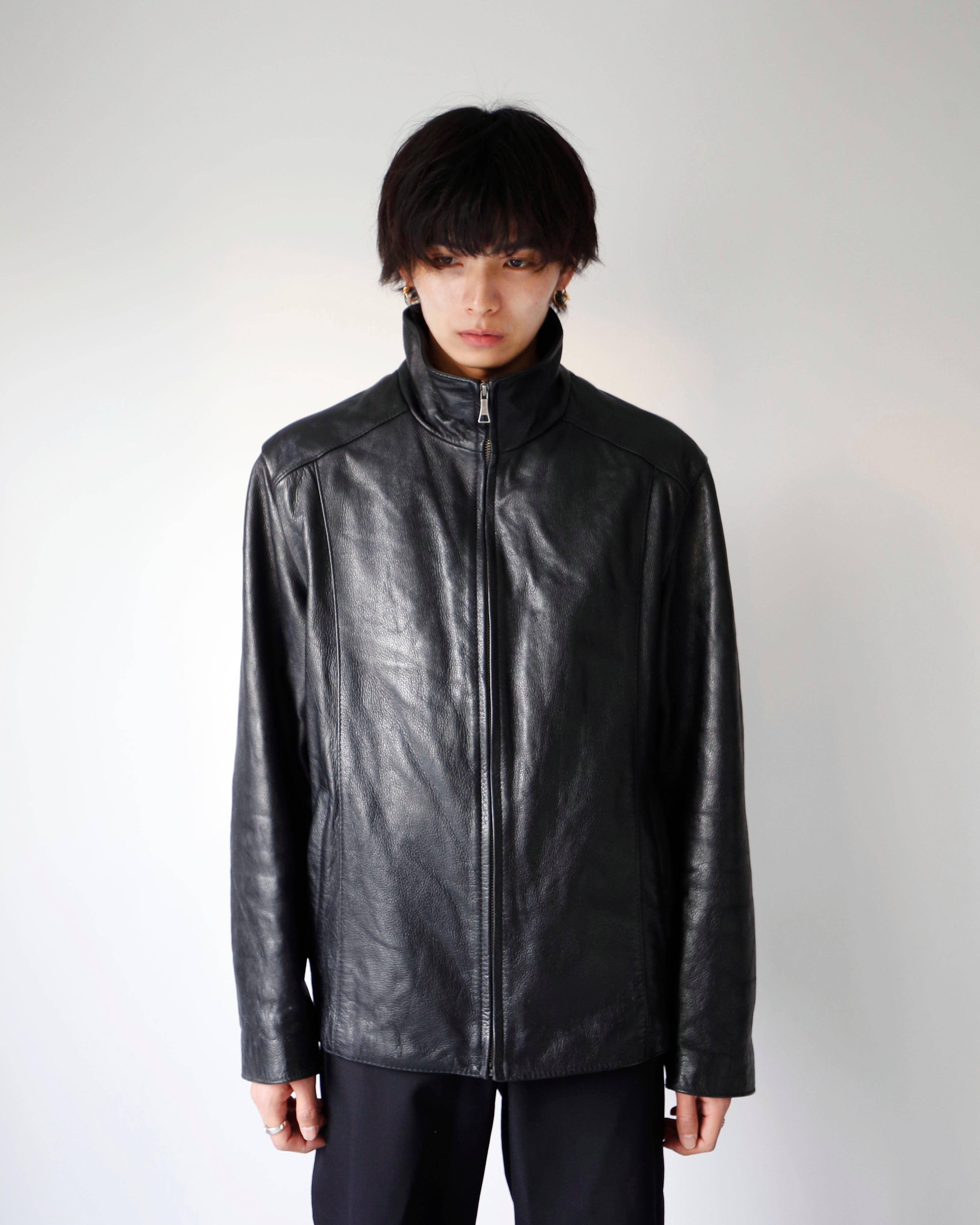 vintage stand collar leather jacket – NOILL