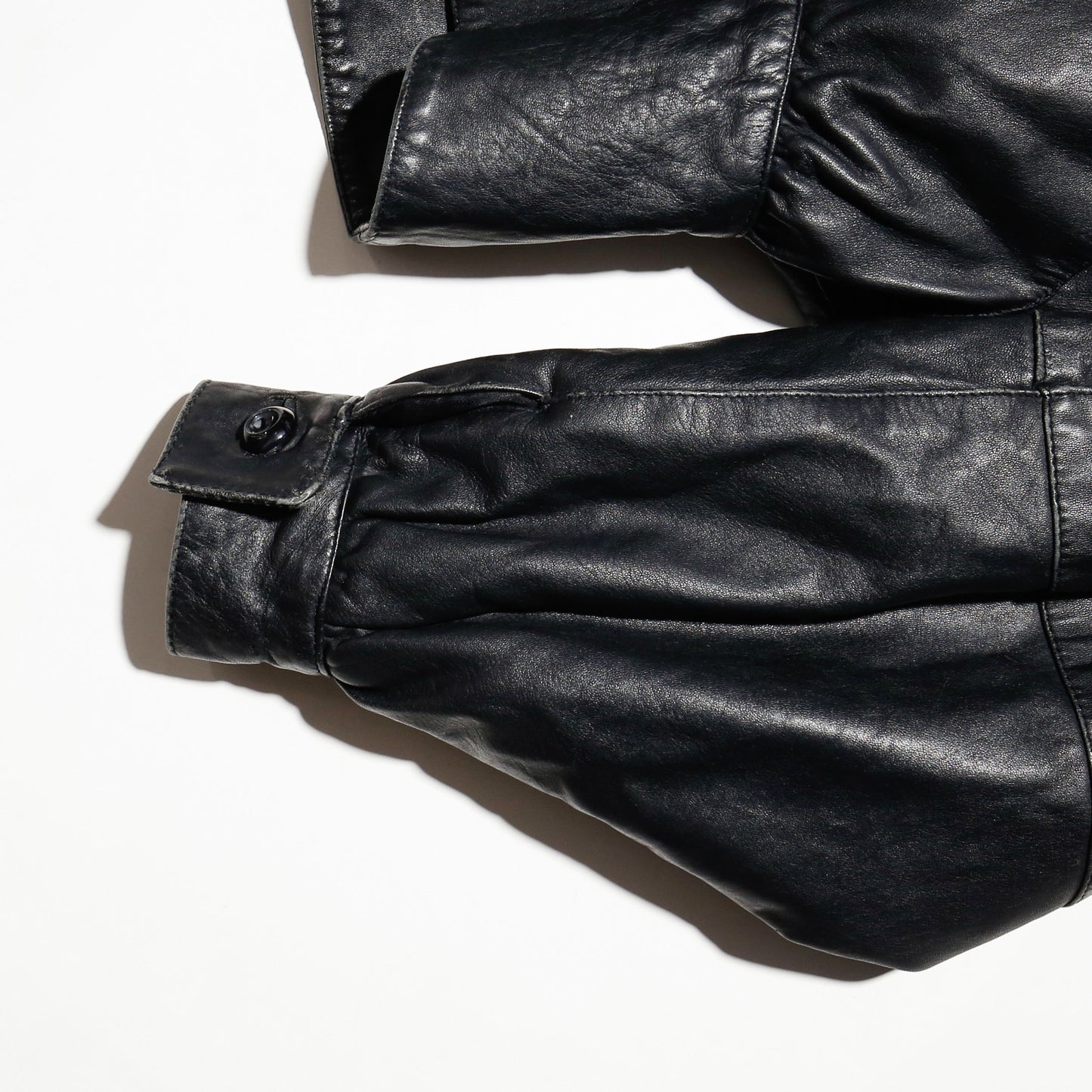 vintage euro cropped fur collar leather jacket