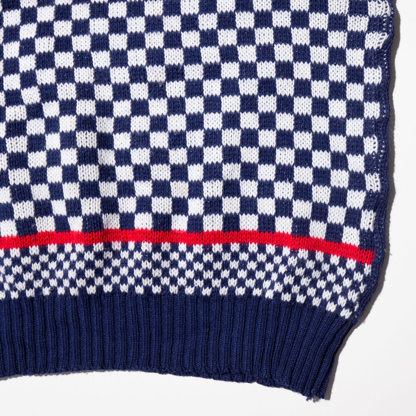 vintage block check knit vest