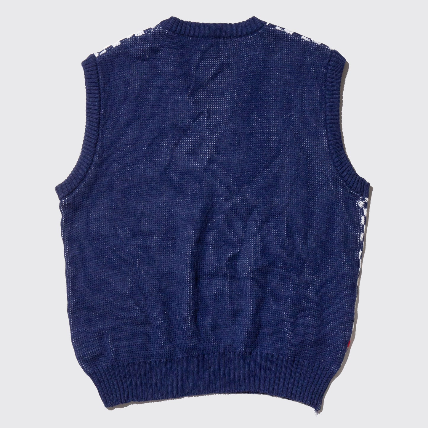 vintage block check knit vest