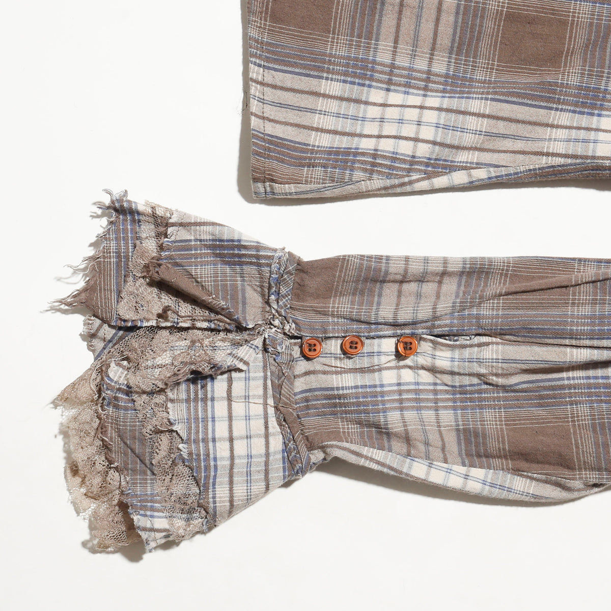 vintage cropped ruffle check blouse