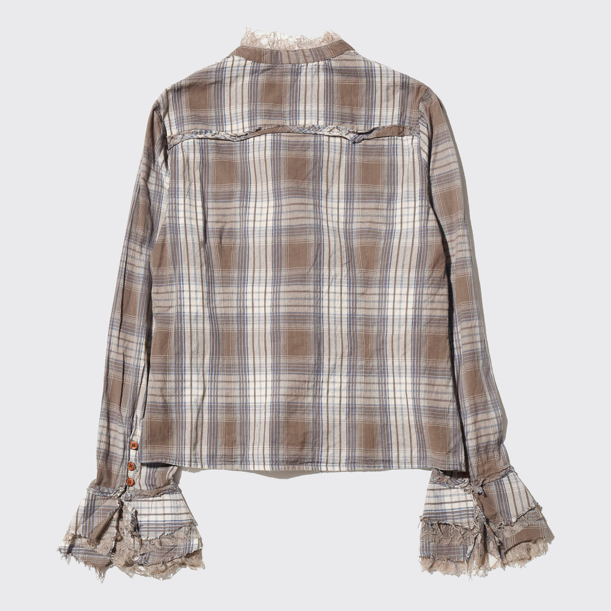 vintage cropped ruffle check blouse