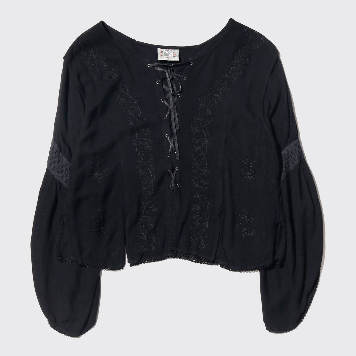 vintage floral lace up rayon pullover