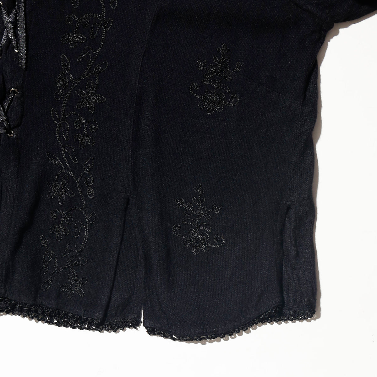 vintage floral lace up rayon pullover
