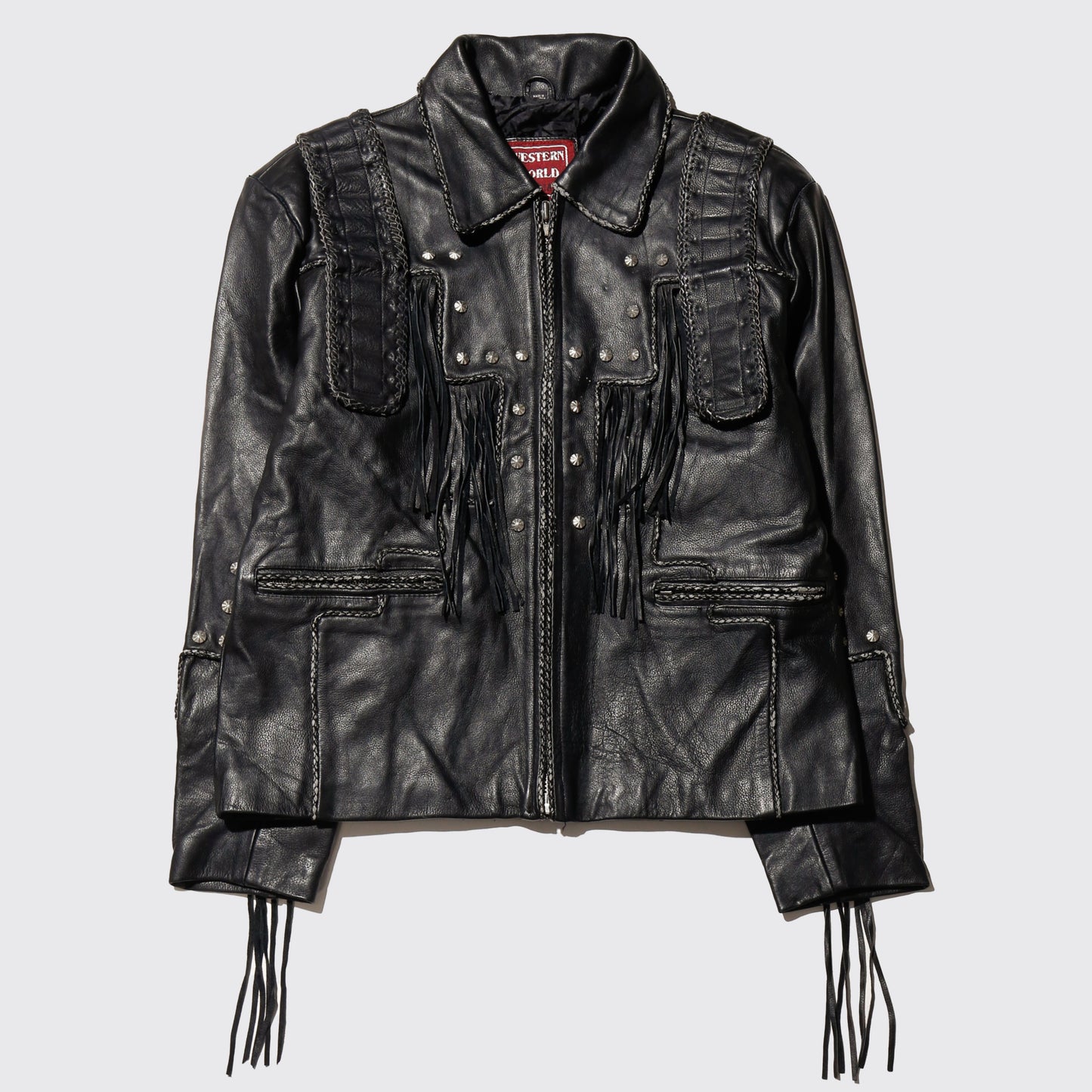 vintage craft folklore leather jacket