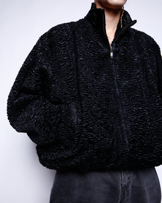 vintage faux fur pile jacket