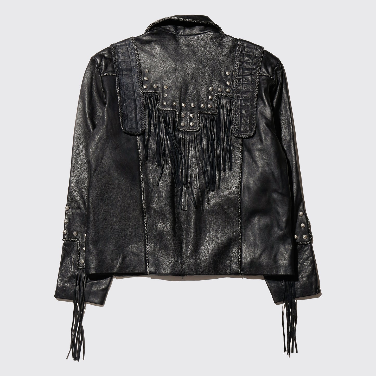 vintage craft folklore leather jacket