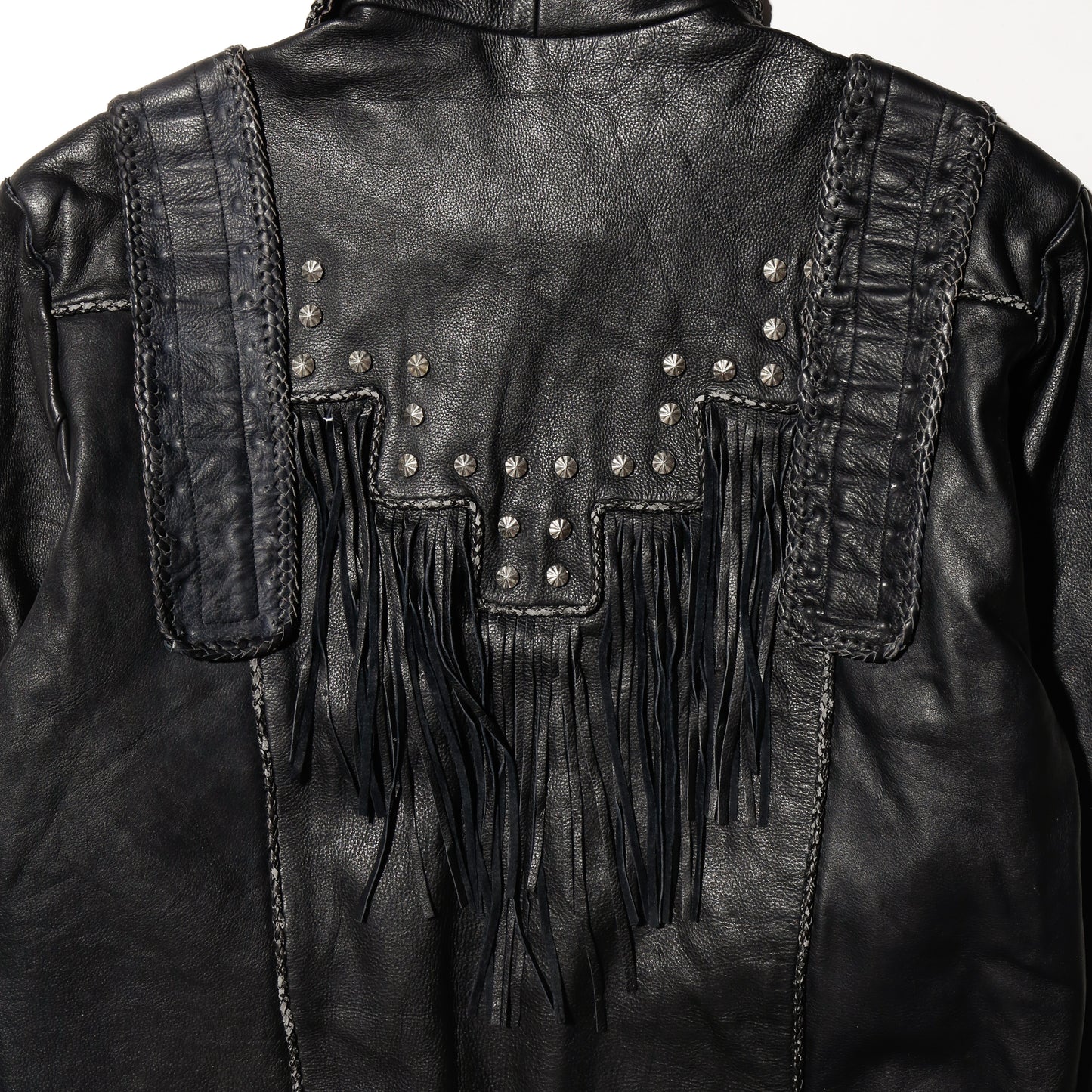 vintage craft folklore leather jacket