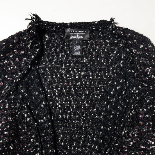 vintage fringe spangle knit coat