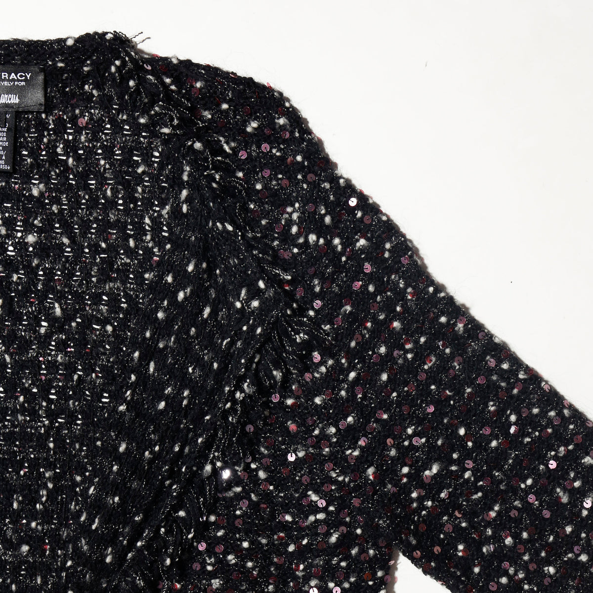 vintage fringe spangle knit coat