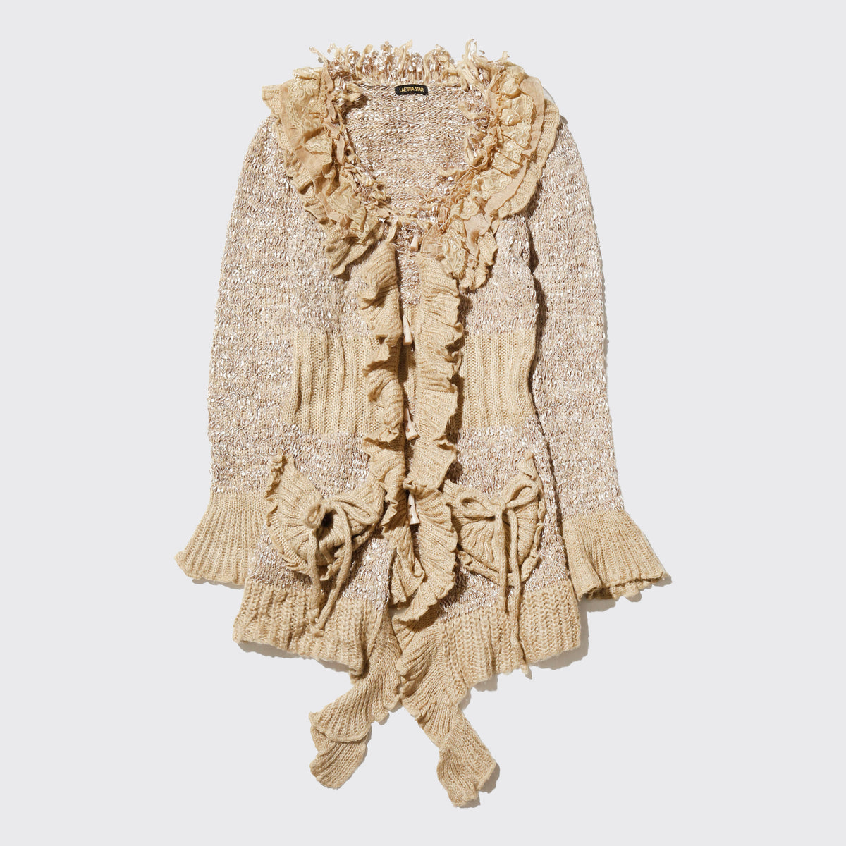 vintage ruffle dress knit cardigan
